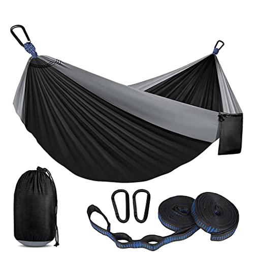 Supvox Hammock, Max 200kg Load, Nylon, 2 Fixing Straps, 275 × 140cm, Black