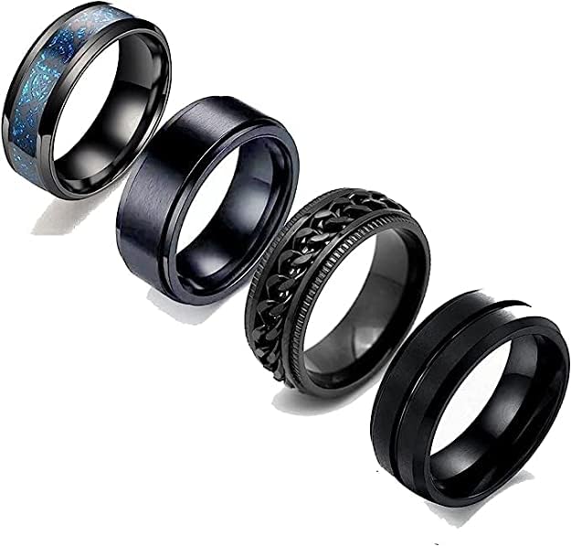 MEENAZ Black Rings for Men