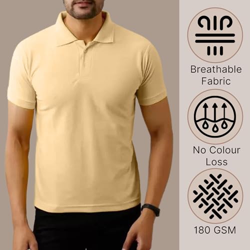INKKR Men's Polo Neck Half Sleeve Solid T-Shirts - Image 2
