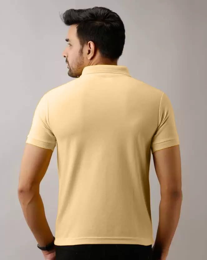 INKKR Men's Polo Neck Half Sleeve Solid T-Shirts - Image 3