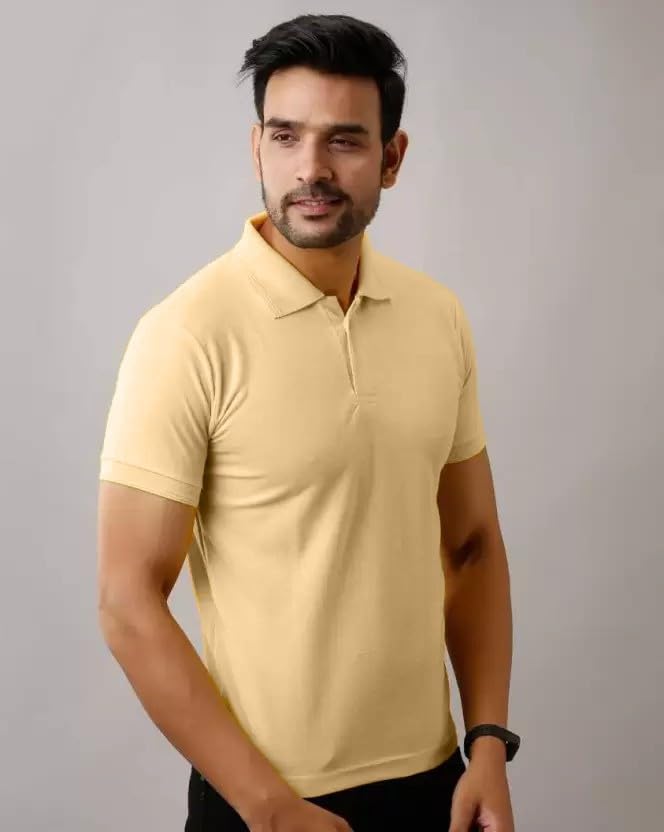 INKKR Men's Polo Neck Half Sleeve Solid T-Shirts - Image 5