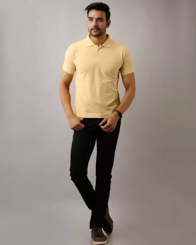 INKKR Men's Polo Neck Half Sleeve Solid T-Shirts - Image 6