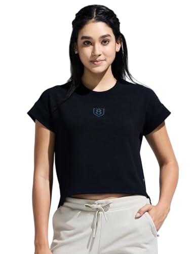 Women's High Low Top with Chest Logo Print