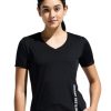 Women’s V Neck Cut & Sew Mesh Panel Top