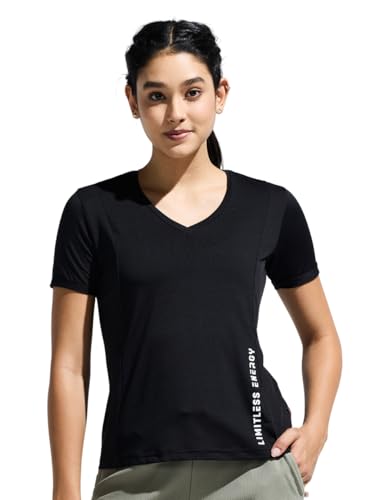 Women's V Neck Cut & Sew Mesh Panel Top