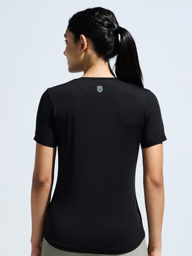 Women's V Neck Cut & Sew Mesh Panel Top - Image 3