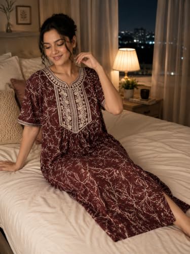 Embroidery Nighty for Women Pure