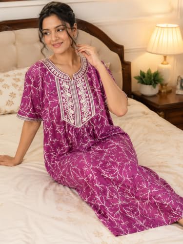 Embroidery Nighty for Women Pure