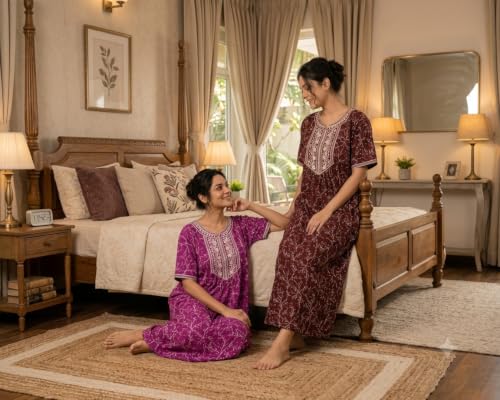 Embroidery Nighty for Women Pure