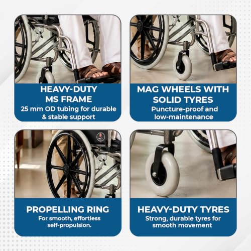 Hero Ecomed Winn 301 H Heavy-Duty Foldable Wheelchair 150kg Capacity - Image 4