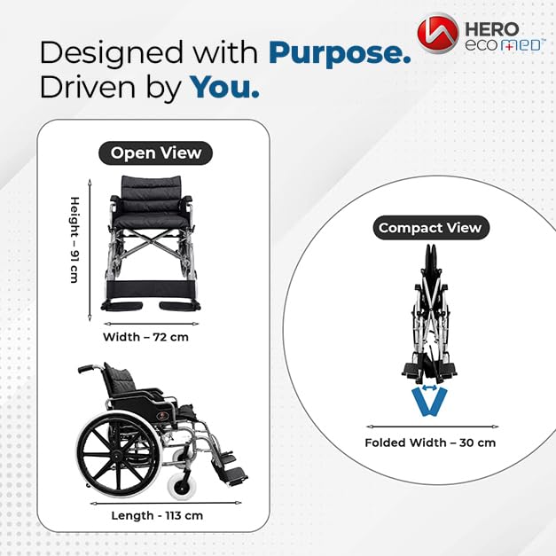 Hero Ecomed Winn 301 H Heavy-Duty Foldable Wheelchair 150kg Capacity - Image 5