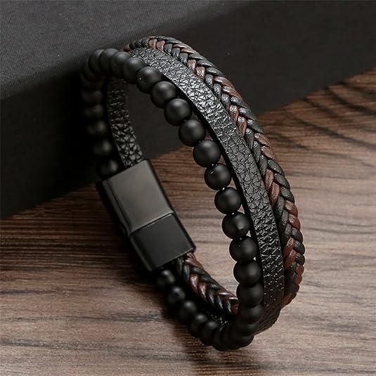 MEENAZ Bracelet for Men Black
