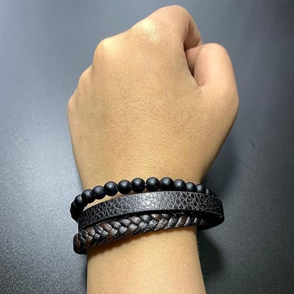 MEENAZ Bracelet for Men Black