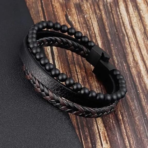 MEENAZ Bracelet for Men Black