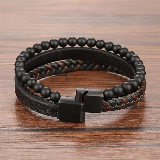 MEENAZ Bracelet for Men Black