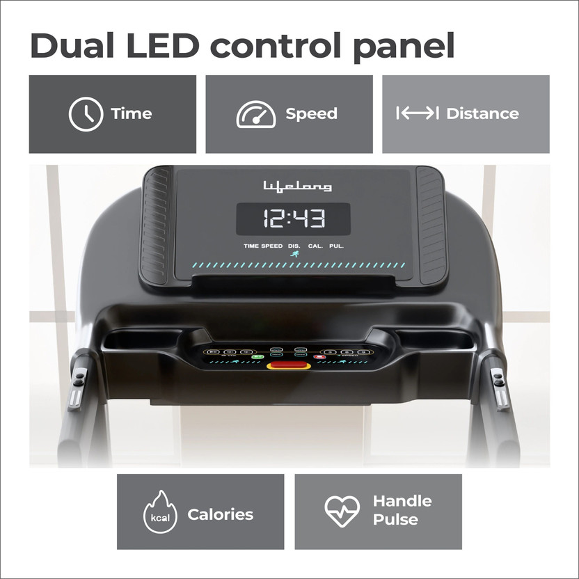 Lifelong FitPro Treadmill for Home | 4 HP Peak Motor | Foldable & - Image 3