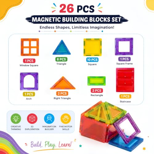 WireScorts® Magnetic Tiles for Kids
