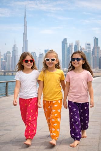 T2F Girls Cotton Regular Fit Printed Track Pant (Pack of 5) - Image 3
