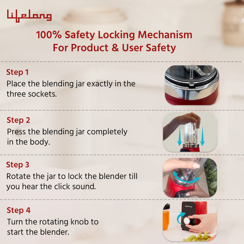 Lifelong LLNBB003 500 W Mixer Grinder (LLNBB003 | 2 Jars | Red) - Image 3