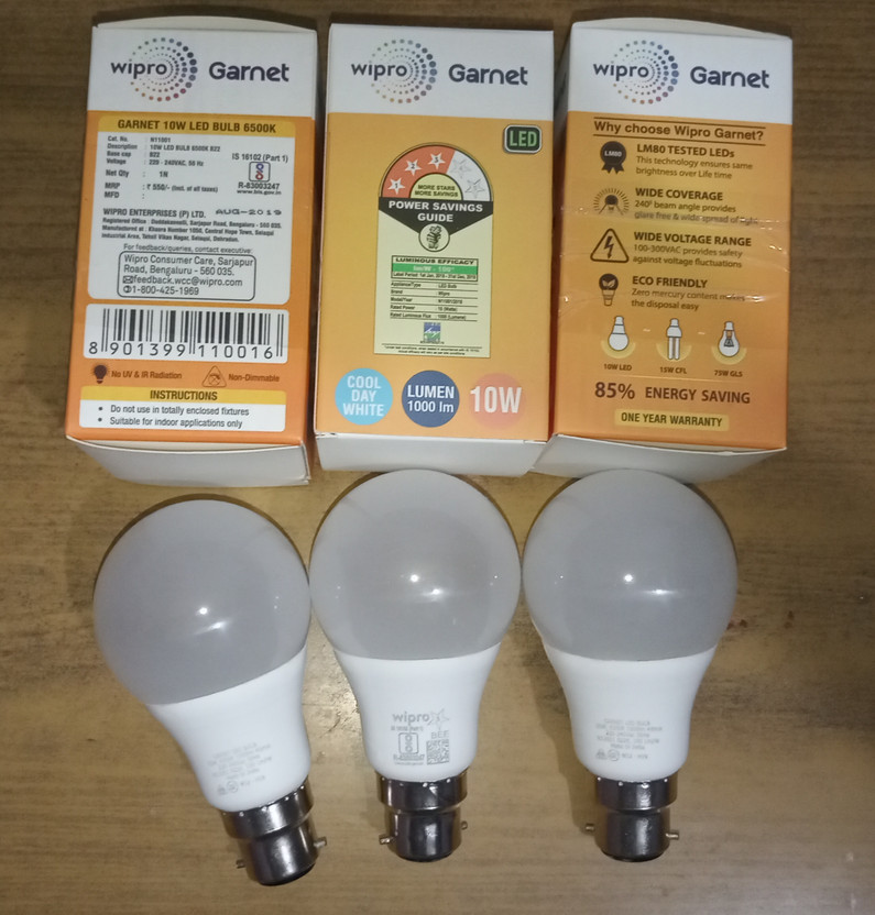 Wipro 10 W Basic Standard B22 LED Bulb (White, Pack of 5) - Image 9