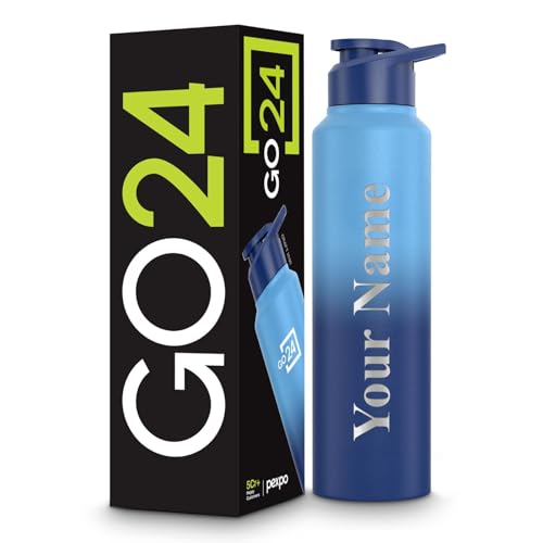 Go24 pexpo Stainless Steel Customized Water Bottle with Name - 950ml