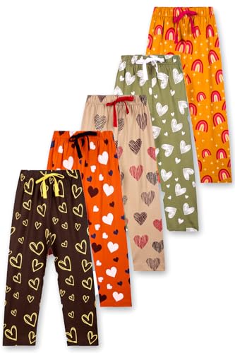 T2F Girls Regular Fit Cotton Printed Track Pants (Pack of 5)