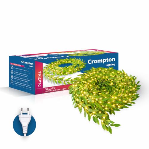 Crompton Galaxy Festive Light- Leaf I 4Meter 5W Warm White Lights | Pack of 1 | 4Meter, 180 LEDs | Direct 2-pin Plug, BIS Safe Wire | for Home Decoration, Diwali, Festival, Birthday, Marriage