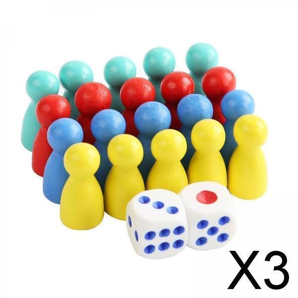 3xMulticolor Pawns Wooden Pawns