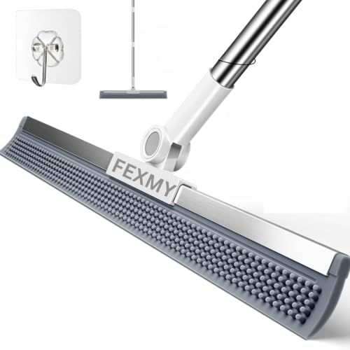 Upgraded 2-in-1 Silicone Floor Wiper Squeegee with Scrubbing Teeth