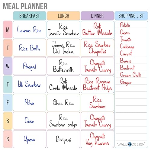 WallDesign Magnetic Meal Planner Whiteboard
