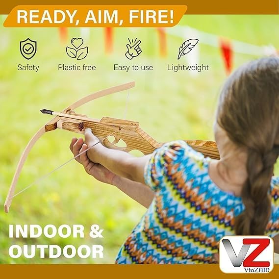 ViaZAID Wooden Toy Crossbow Handmade
