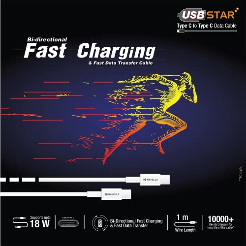 Havells USB Star- Type C to Type C Data Cable 18W - Image 6