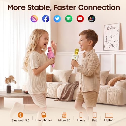 BONAOK Wireless Bluetooth Karaoke Microphone,3-in-1