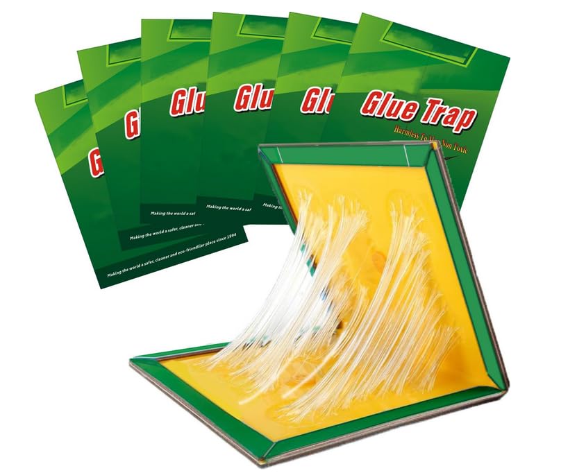 MAKBRO Pest Trap Boards, Large Strong Sticky Pads for Multiple Pests, Glue Trap Pads for Indoor Outdoor Home Kitchen Garden (6)