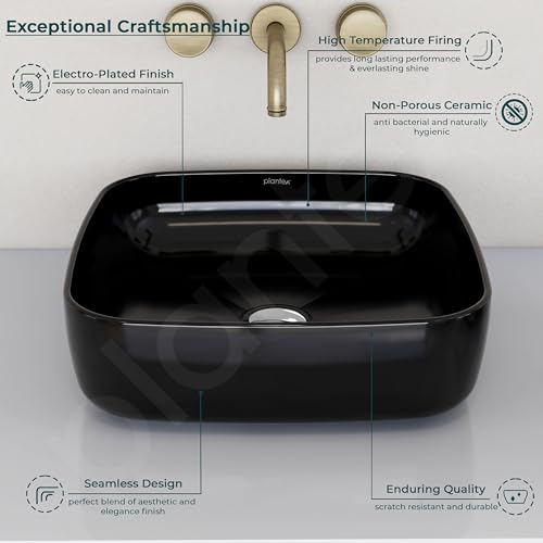 Plantex Premium Ceramic Tabletop Washbasin/Black