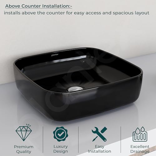 Plantex Premium Ceramic Tabletop Washbasin/Black