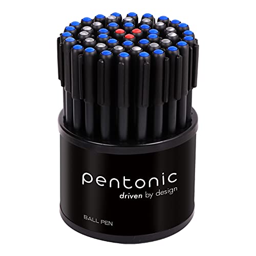 Pentonic 0.7mm Ball Point Pen Tumbler Pack | Black Body | Blue, Black & Red Ink | Pack of 50 Pens