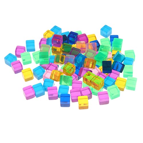 100 Pieces Transparent Blank Dices Translucent Colors Cubes for Puzzle Game