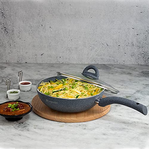 Wonderchef - 60004700 Granite Wok with Lid, 24cm, 2.7L,Grey - Image 3