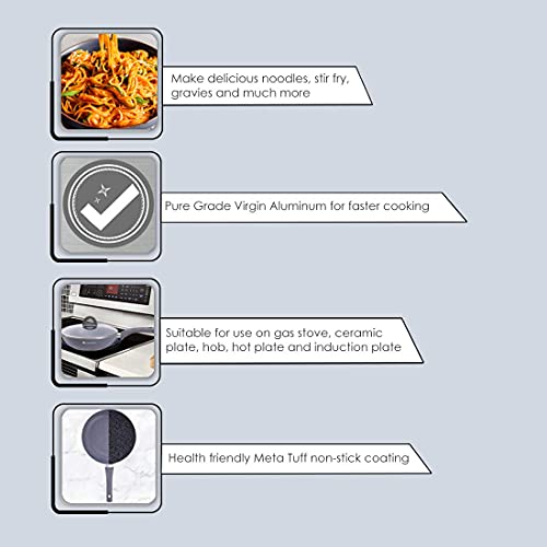 Wonderchef - 60004700 Granite Wok with Lid, 24cm, 2.7L,Grey - Image 5