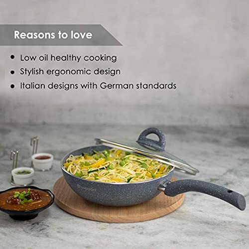 Wonderchef - 60004700 Granite Wok with Lid, 24cm, 2.7L,Grey - Image 6