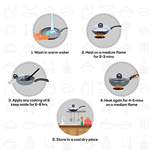 Wonderchef - 60004700 Granite Wok with Lid, 24cm, 2.7L,Grey - Image 7
