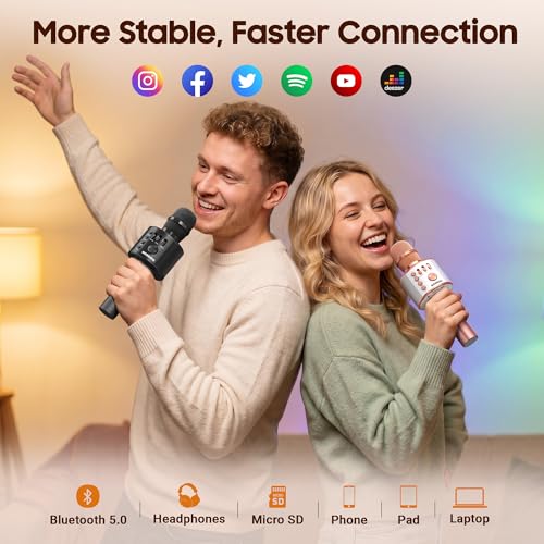 BONAOK Wireless Bluetooth Karaoke Microphone,3-in-1