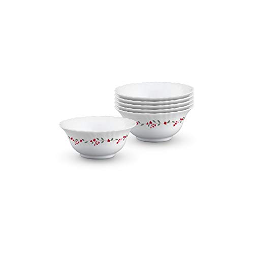 Larah by BOROSIL Opalware Veg Bowl - Set of 6, White