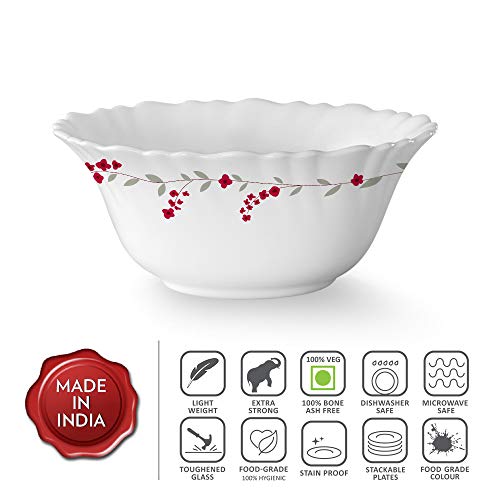 Larah by BOROSIL Opalware Veg Bowl - Set of 6, White - Image 2