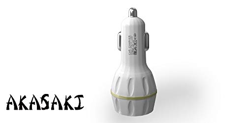 Akasaki AC-26 Dual Port Car Charger with Data Cable (White) - Image 3