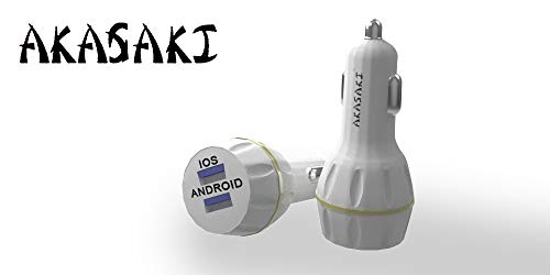 Akasaki AC-26 Dual Port Car Charger with Data Cable (White) - Image 4