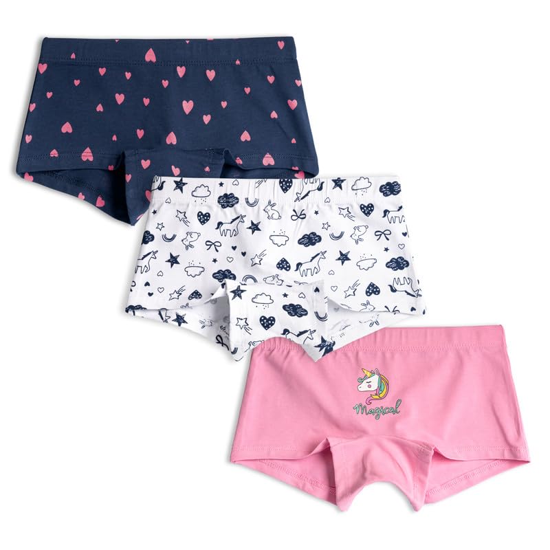 Real Basics Girls Cotton Boxer Boyshorts Panties Underwear for Kids (Multicolor) Pack of 3