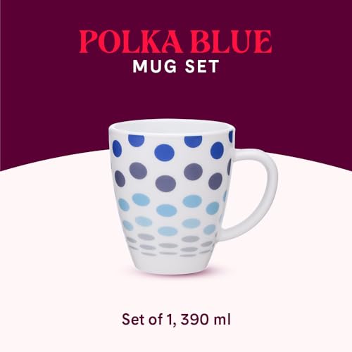 Larah By Borosil Opalware Polka Blue Mug, (390ml, Multicolour) - Image 4