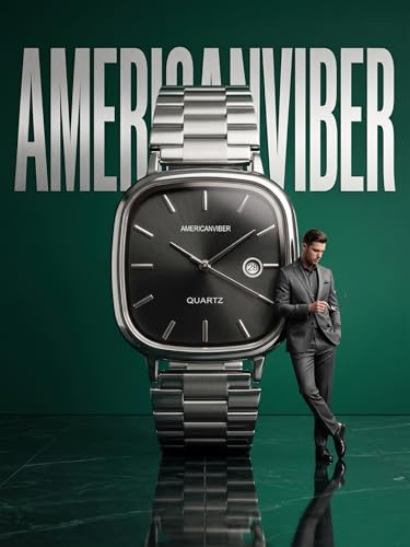 AMERICANVIBER Men's Silver, Watch